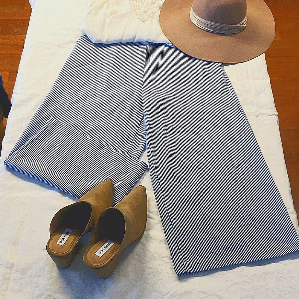 Gap | wide leg, striped, ankle length linen pants